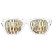 明るいきらめく黄金のシークイングリッターディスコボール レトロサングラス (正面)