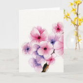 明るいさくらんぼの花で、大事な行事の挨拶 カード (黄色い花)