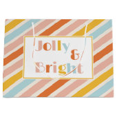 明るいすてきレトロカラフルのクストライプリスマス ラージペーパーバッグ (正面)