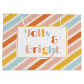 明るいすてきレトロカラフルのクストライプリスマス ラージペーパーバッグ (裏面)