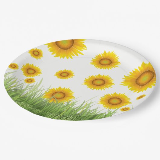 明るいとエレガントひまわりグラフィックデザイン ペーパープレート (アングル)