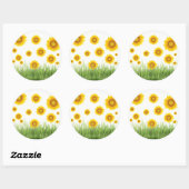明るいとエレガントひまわりグラフィックデザイン ラウンドシール (シート)
