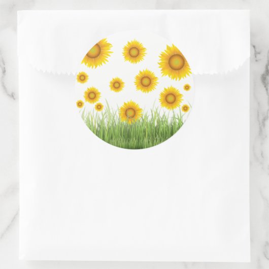 明るいとエレガントひまわりグラフィックデザイン ラウンドシール (バッグ)