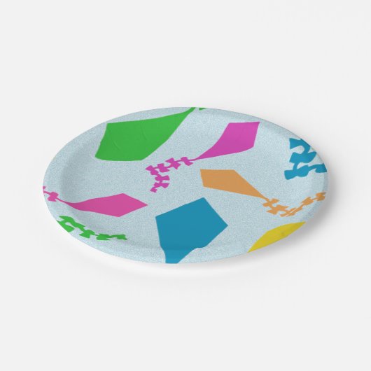 明るいとキテカラフルスのパタ飛んでいるーン ペーパープレート (アングル)