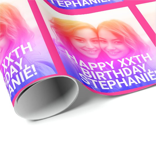 明るいの自動フファンキーィルタカスタム誕生日 ラッピングペーパー (ロールコーナー)
