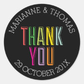 明るいはっきりしたありがとうステッカー ラウンドシール (正面)