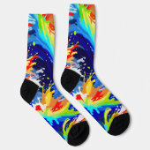 明るいはっきりしたおもしろい絵を描（ばちゃばちゃ）跳ねる渦非対称 ソックス (右)