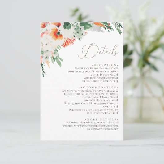 明るいはっきりしたとオレンジの野結婚花の詳細 エンクロージャーカード (スタンド正面)