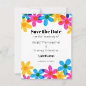 明るいはっきりしたとヒッピーの花の日付を保存 招待状 (正面)