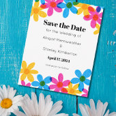 明るいはっきりしたとヒッピーの花の日付を保存 招待状