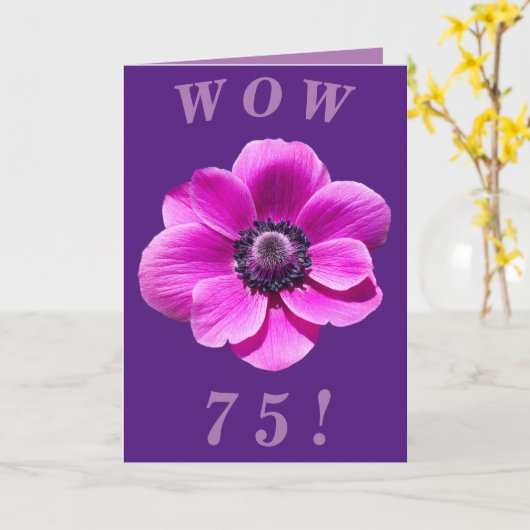 明るいはっきりしたとフローラ75番目の誕生日カード カード (黄色い花)