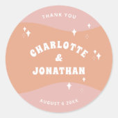 明るいはっきりしたとモダンレトロ結婚の ラウンドシール (正面)