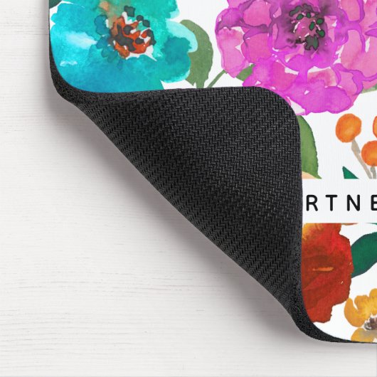 明るいはっきりしたと水の色のフローラパーソナライズされた マウスパッド (コーナー)