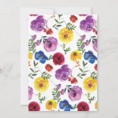 明るいはっきりしたと水の色のフローラ結婚の 招待状 (裏面)