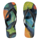 明るいはっきりしたと黒の抽象芸術ビーチサンダル ビーチサンダル (フットベッド)
