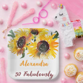 明るいはっきりしたひまわり水の色の素晴らしい50 ペーパープレート (パーティー)