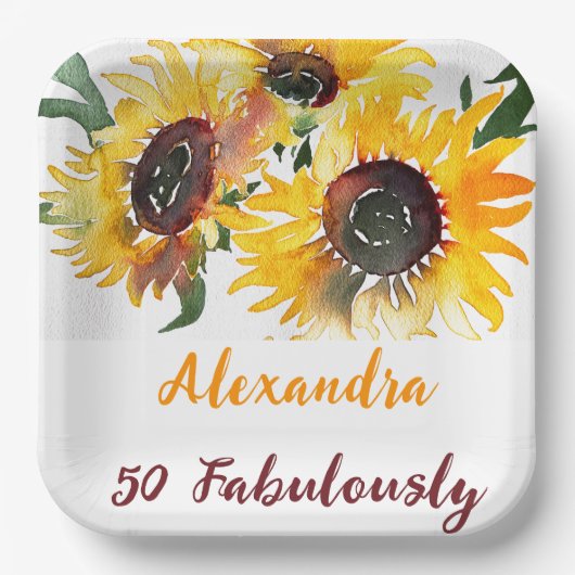 明るいはっきりしたひまわり水の色の素晴らしい50 ペーパープレート (正面)