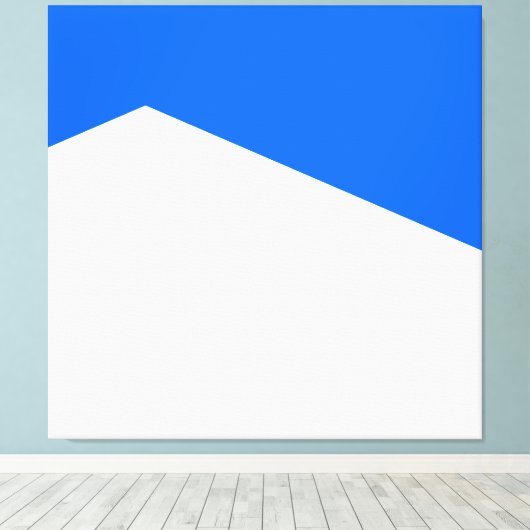 明るいはっきりしたアルパインブルー雪の白い幾何学的アート キャンバスプリント (インサイチュ (ウッドフロア))
