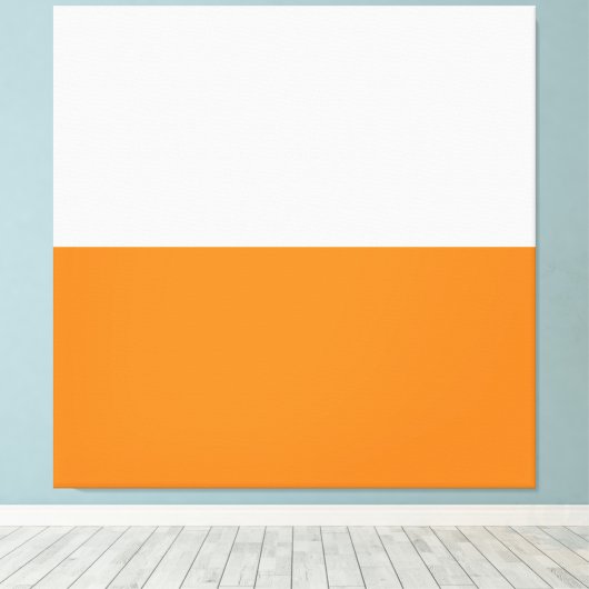 明るいはっきりしたオレンジ色ホワイトミニマリストカラーブロック キャンバスプリント (インサイチュ (ウッドフロア))