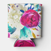 明るいはっきりしたカラフルフローラモダンボタニカルシック 缶クーラー (正面)