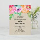 明るいはっきりしたカラフルフローラ素朴クラフト 招待状 (スタンド正面)