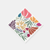 明るいはっきりしたカラフルレトロ抽象芸術結婚フローラ スタンダードカクテルナプキン (角)