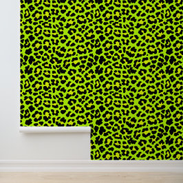 明るいはっきりしたグリーン1980sパンクヒョウ印刷 壁紙