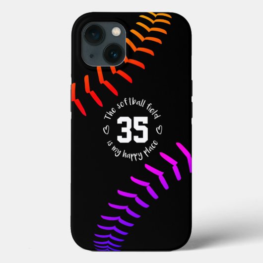 明るいはっきりしたソフトボールフィールド私の幸せな場所 Case-Mate iPhoneケース (裏面)