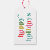 明るいはっきりしたタイプのハッピーホリデー ギフトタグ (正面)