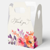 明るいはっきりしたピンクのオレンジ色の水彩ブライダルシャワー フェイバーボックス (オープン)