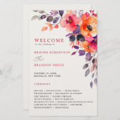 明るいはっきりしたピンクのオレンジ色の水色フローラプログラム (正面/裏面)