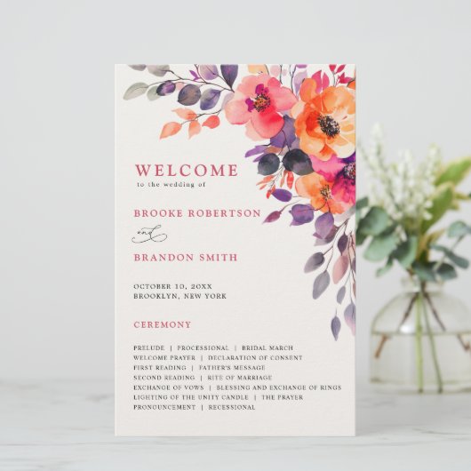 明るいはっきりしたピンクのオレンジ色の水色フローラプログラム (スタンド正面)