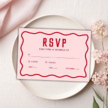 明るいはっきりしたピンクの赤い四角形の波状レトロ曲線