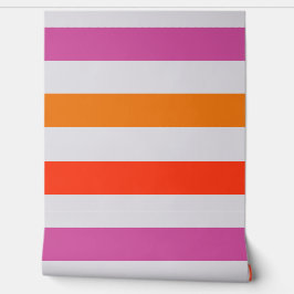 明るいはっきりしたピンクの赤とオレンジのパタストライプのーン 壁紙
