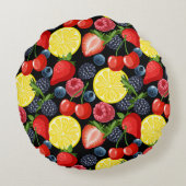 明るいはっきりしたフルーツ枕 ラウンドクッション (裏面)