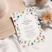 明るいはっきりしたフローラダブル卒業パーティー 招待状