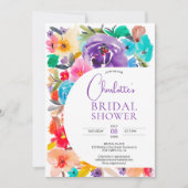 明るいはっきりしたフローラモダンアーチシックブライダルシャワー 招待状 (正面)