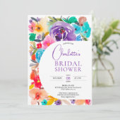 明るいはっきりしたフローラモダンアーチシックブライダルシャワー 招待状 (スタンド正面)