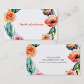 明るいはっきりしたフローラリース水色シックな花 名刺 (正面/裏面)