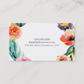 明るいはっきりしたフローラリース水色シックな花 名刺 (裏面)