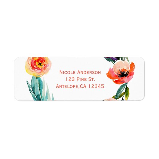 明るいはっきりしたフローラリース水色ブライダルシャワー ラベル (正面)