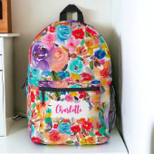 明るいはっきりしたフローラ名ヴィンテージ プリントバックパック
