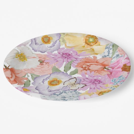 明るいはっきりしたフローラ ペーパープレート (アングル)