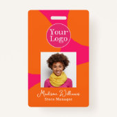 明るいはっきりしたホットピンクとオレンジ(写真あり) バッジ (正面)