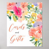 明るいはっきりしたボホガーデンフローラブライダルシャワー標識 ポスター (正面)