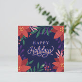 明るいはっきりしたポインセチアの花クリスマス シーズンカード (スタンド正面)