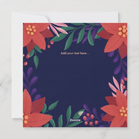 明るいはっきりしたポインセチアの花クリスマス シーズンカード (裏面)