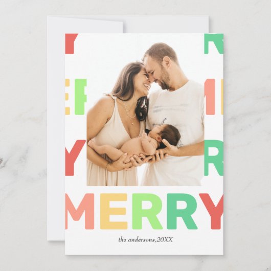 明るいはっきりしたメリーカスタムクリスマス シーズンカード (正面)