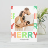 明るいはっきりしたメリーカスタムクリスマス シーズンカード (スタンド正面)