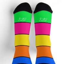 明るいはっきりしたモノグラカラフルムストライプのイニシャル